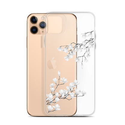 Minimal White Blossoms Clear iPhone Case - iPhone 15-11 All Sizes