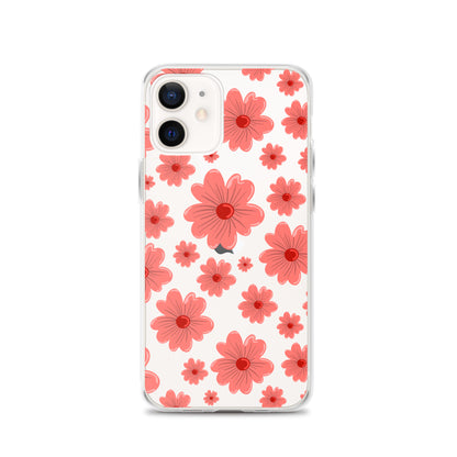 Pink Flower Clear iPhone Case - iPhone 15-11 All Sizes