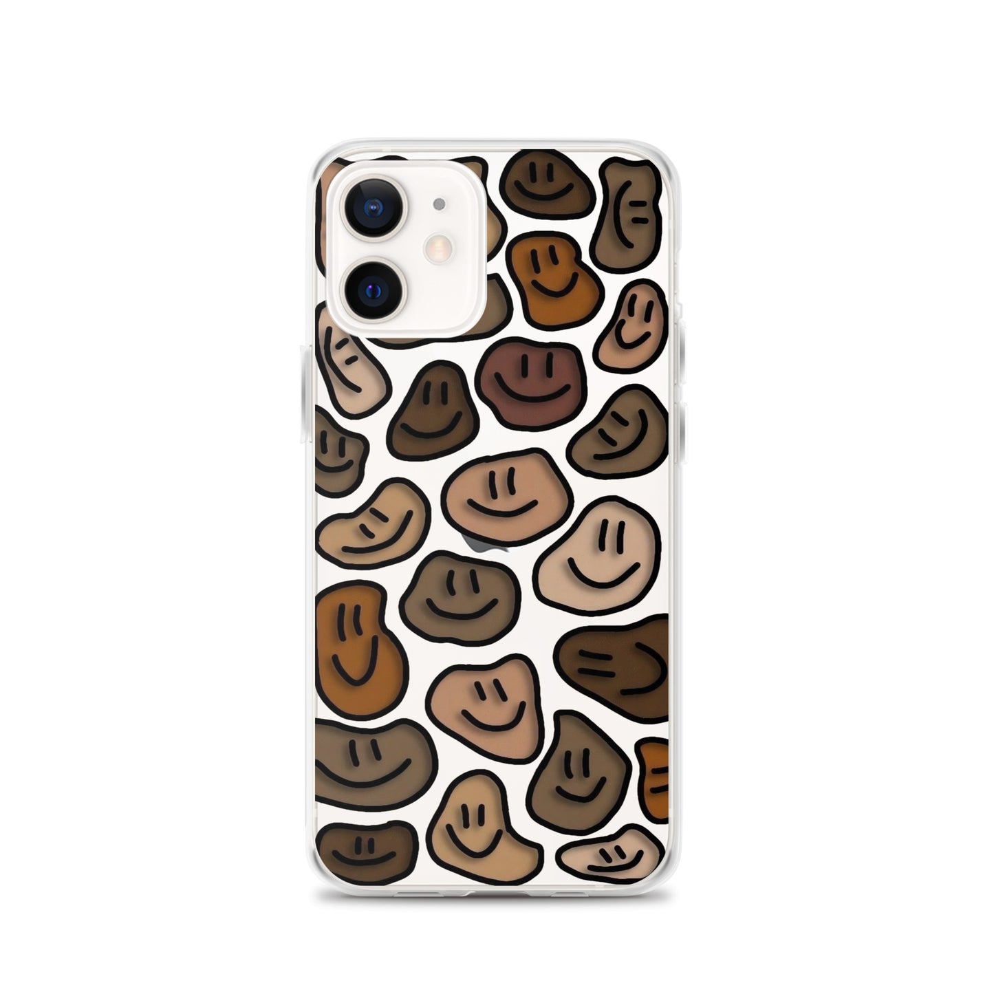 Brown Smiley Faces Clear iPhone Case - iPhone 15-11 All Sizes