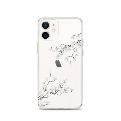 Minimal White Blossoms Clear iPhone Case - iPhone 15-11 All Sizes