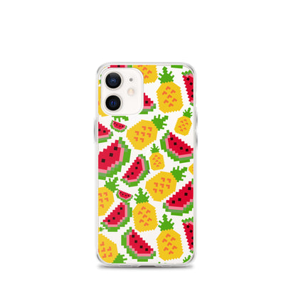 Retro Pixel Fruits Clear iPhone Case for iPhone 15-11 All Sizes