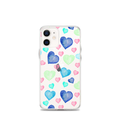 Colorful Hearts Clear iPhone Case - iPhone 15-11 All Sizes