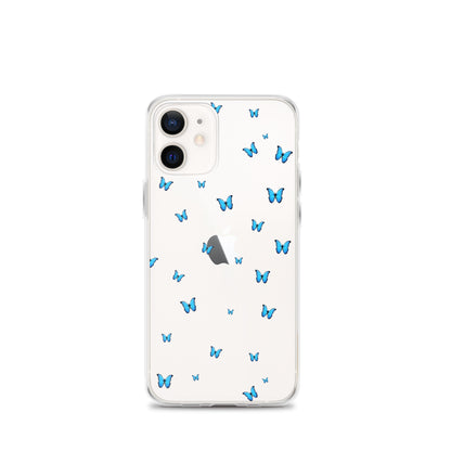 Blue Butterflies Clear iPhone Case - iPhone 15-11 All Sizes