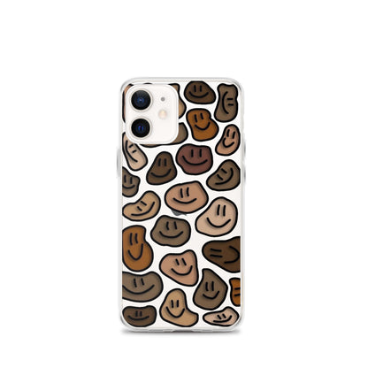 Brown Smiley Faces Clear iPhone Case - iPhone 15-11 All Sizes