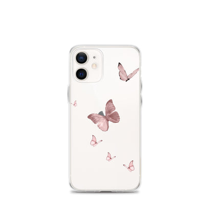 Minimal Pink Butterfly Clear iPhone Case - iPhone 15-11 All Sizes