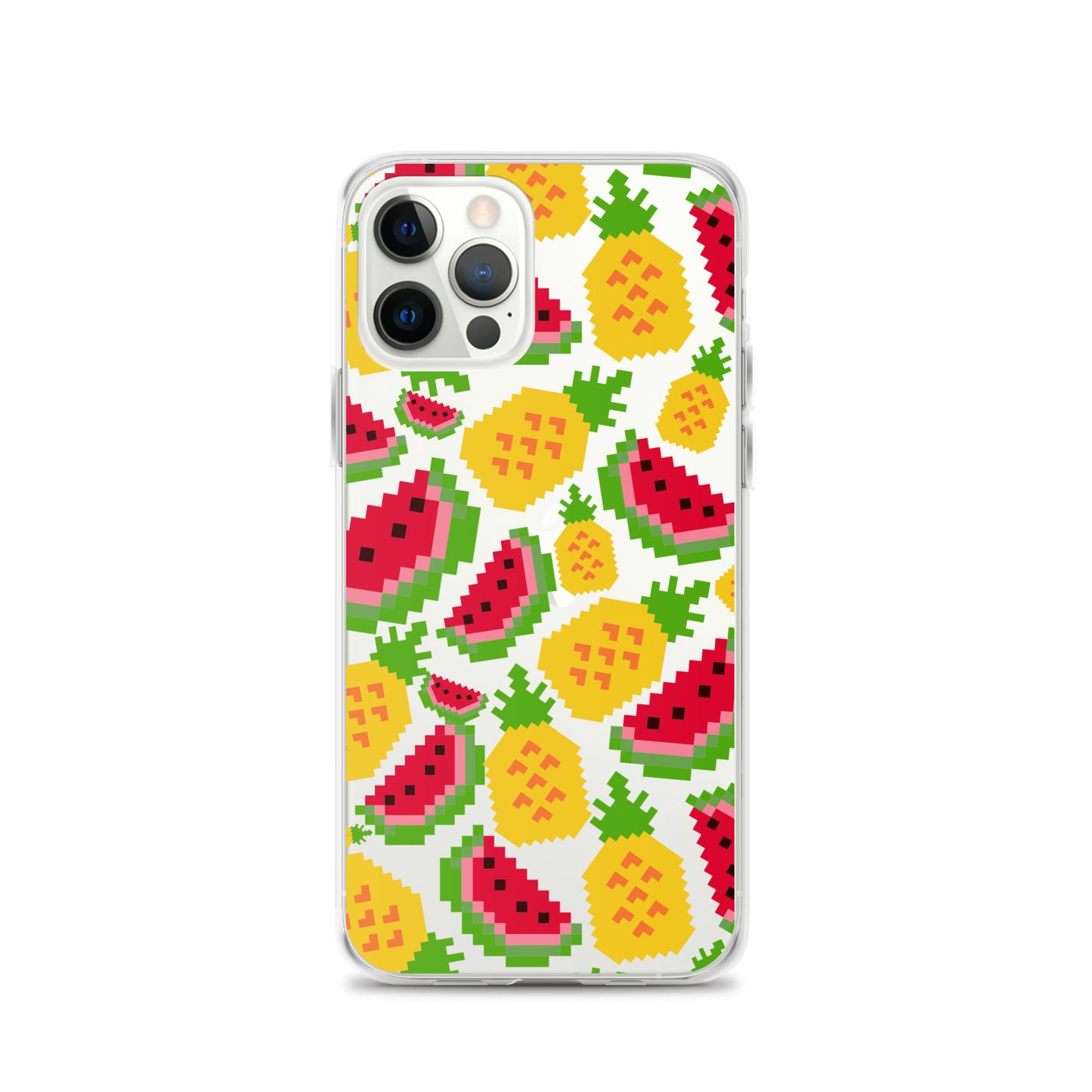 Retro Pixel Fruits Clear iPhone Case for iPhone 15-11 All Sizes