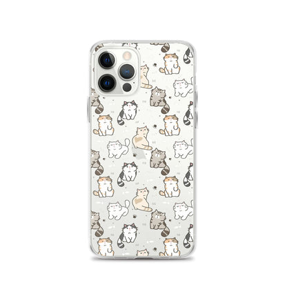 Cute Cartoon Cat Clear iPhone Case - iPhone 15-11 All Sizes