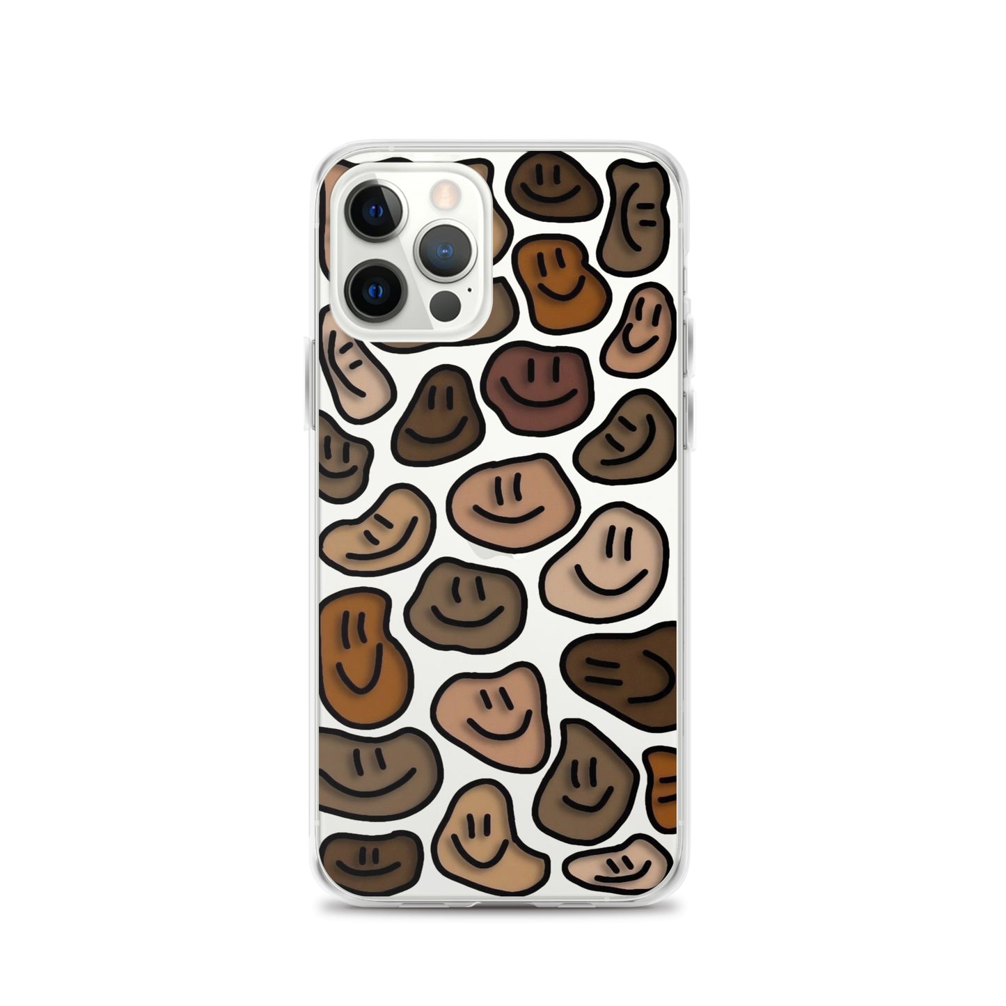 Brown Smiley Faces Clear iPhone Case - iPhone 15-11 All Sizes