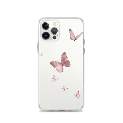 Minimal Pink Butterfly Clear iPhone Case - iPhone 15-11 All Sizes