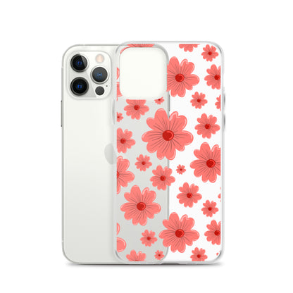 Pink Flower Clear iPhone Case - iPhone 15-11 All Sizes