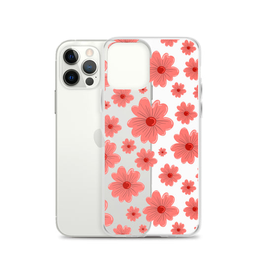 Pink Flower Clear iPhone Case - iPhone 15-11 All Sizes