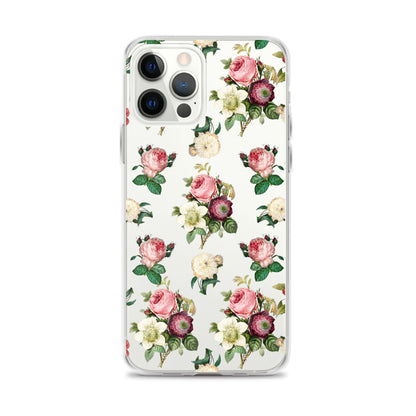 Vintage Flowers Clear iPhone Case - iPhone 15-11 All Sizes