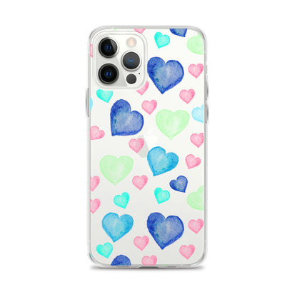 Colorful Hearts Clear iPhone Case - iPhone 15-11 All Sizes