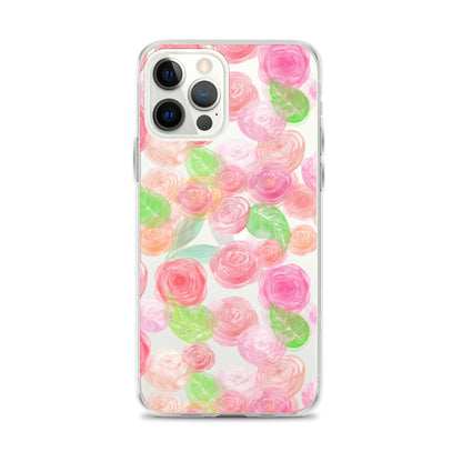 Pastel Roses Clear iPhone Case - iPhone 15-11 All SIzes