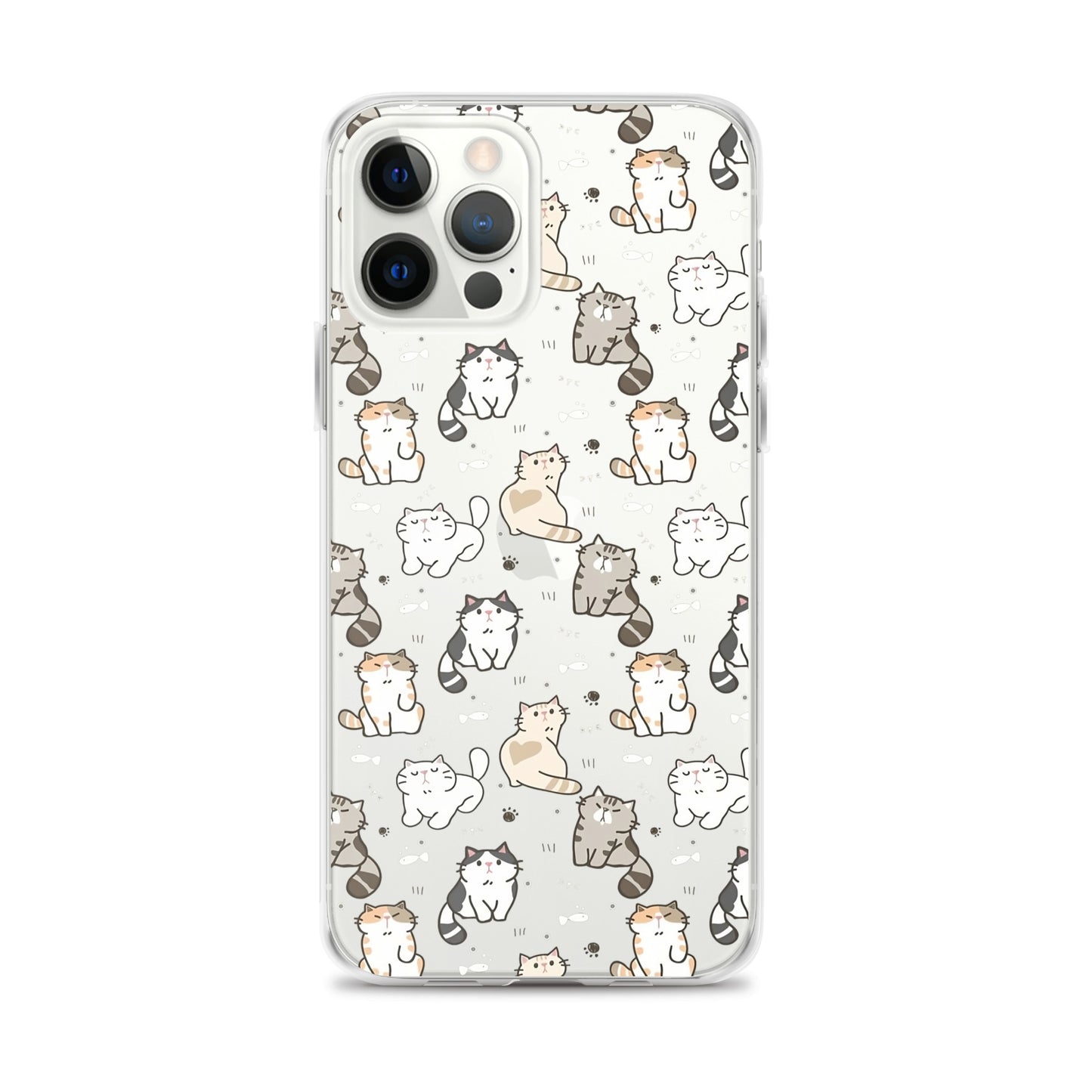 Cute Cartoon Cat Clear iPhone Case - iPhone 15-11 All Sizes