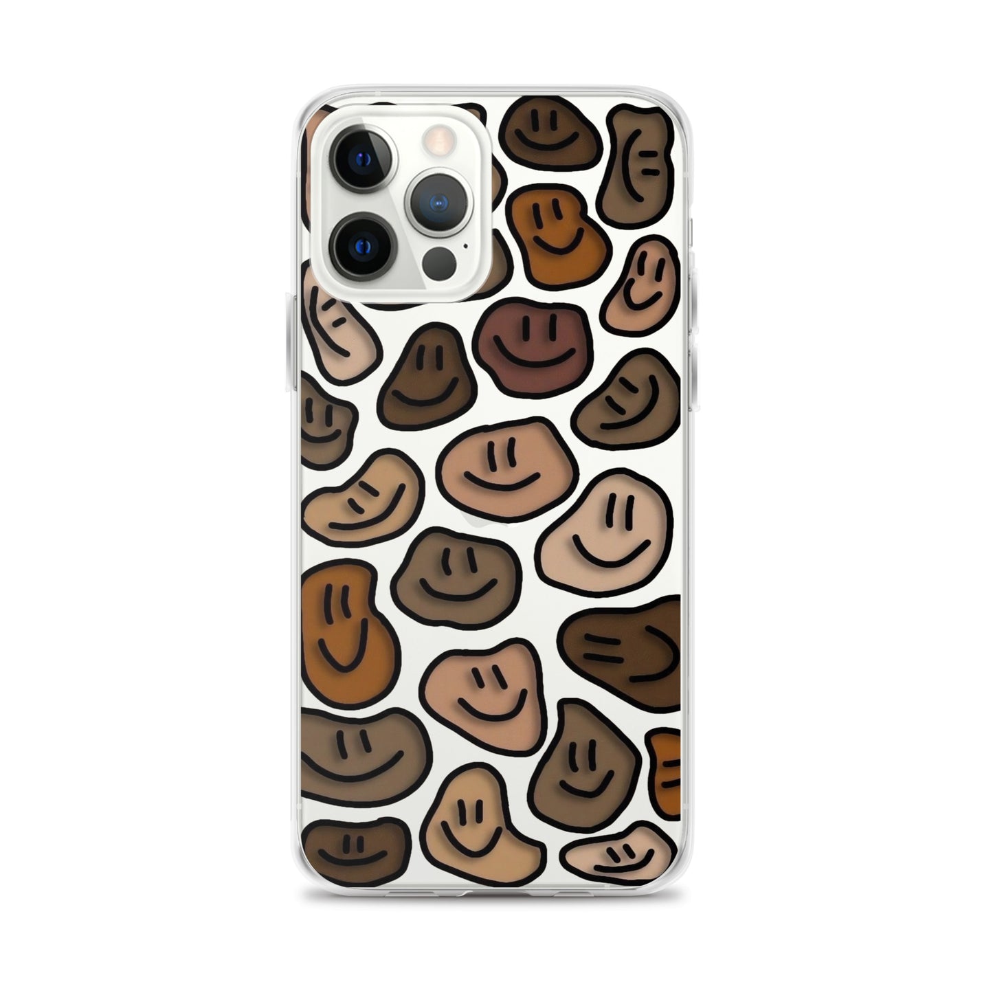 Brown Smiley Faces Clear iPhone Case - iPhone 15-11 All Sizes