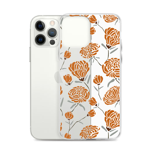 Minimalistic Vintage Fall Flowers Clear Case - iPhone 15-11 All Sizes