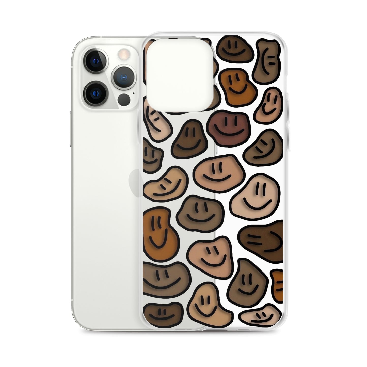 Brown Smiley Faces Clear iPhone Case - iPhone 15-11 All Sizes