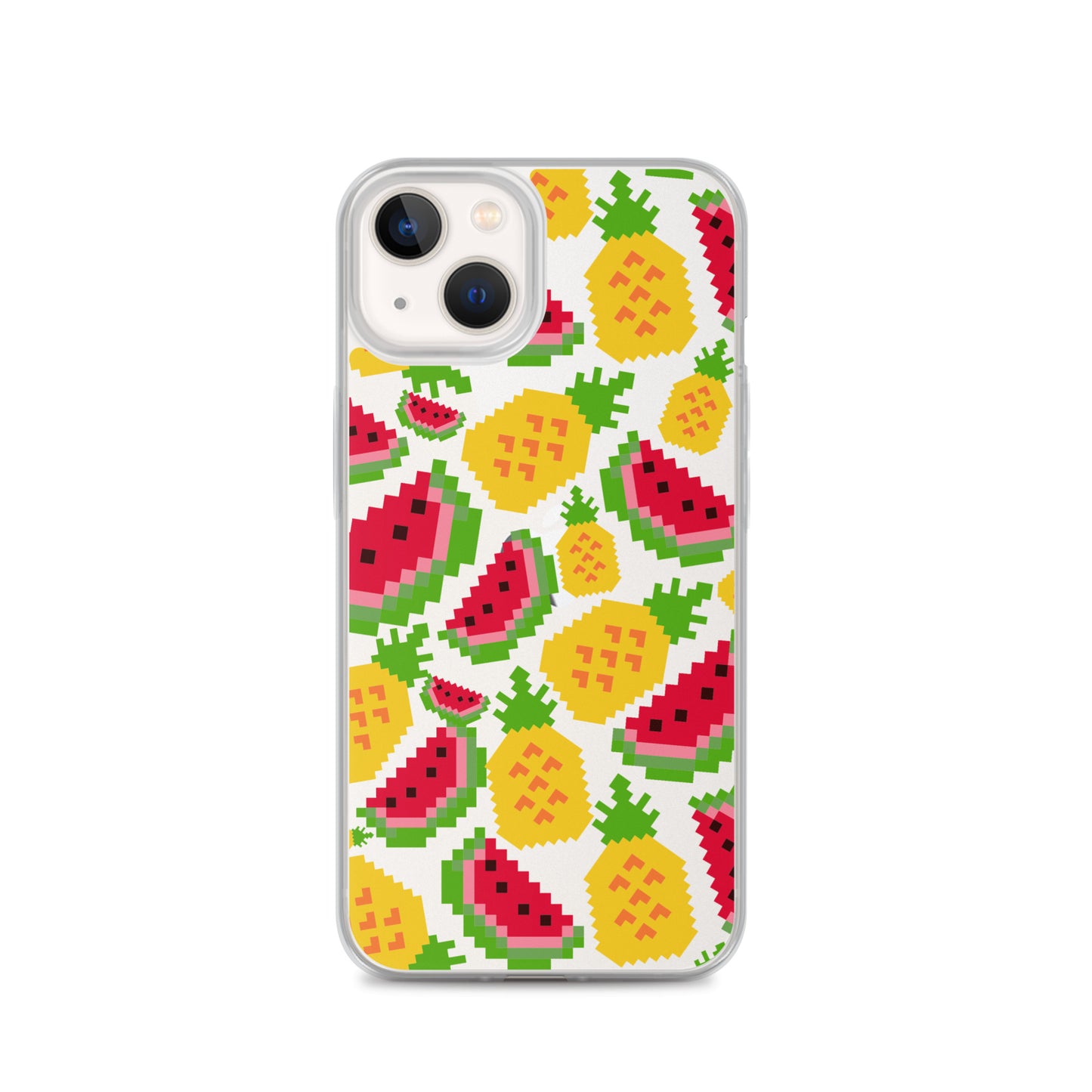 Retro Pixel Fruits Clear iPhone Case for iPhone 15-11 All Sizes