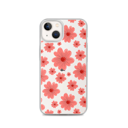 Pink Flower Clear iPhone Case - iPhone 15-11 All Sizes