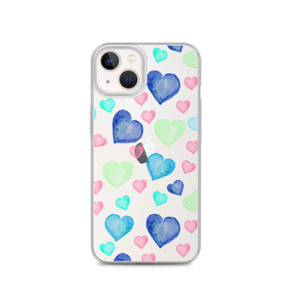 Colorful Hearts Clear iPhone Case - iPhone 15-11 All Sizes