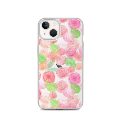 Pastel Roses Clear iPhone Case - iPhone 15-11 All SIzes