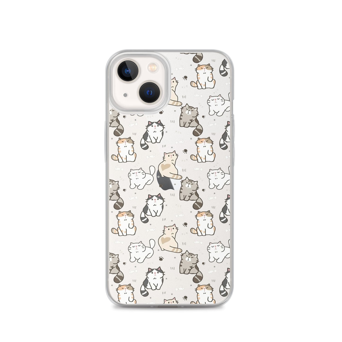 Cute Cartoon Cat Clear iPhone Case - iPhone 15-11 All Sizes