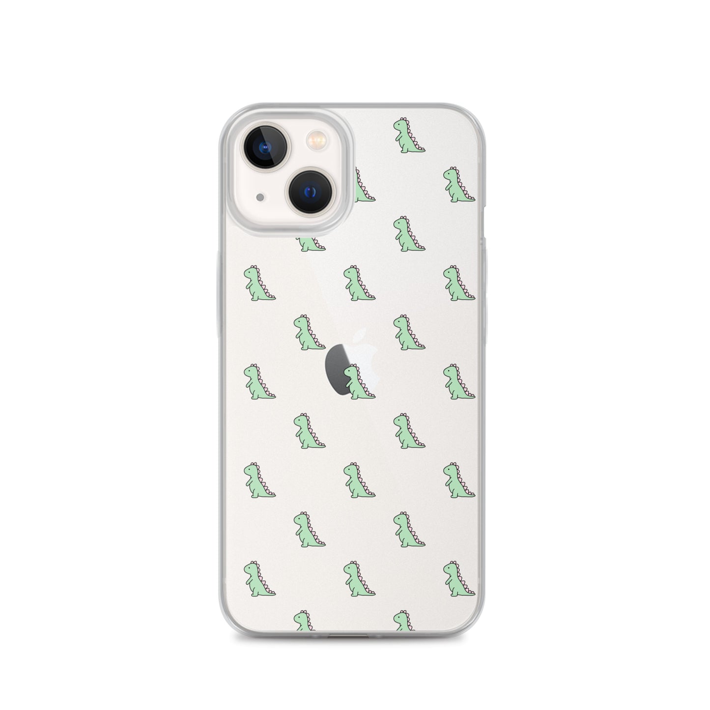 Green Little Dinosaur Clear iPhone Case - iPhone 15-11 All Sizes