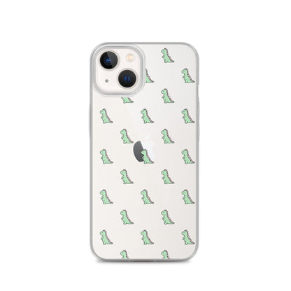 Green Little Dinosaur Clear iPhone Case - iPhone 15-11 All Sizes