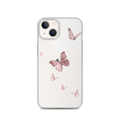 Minimal Pink Butterfly Clear iPhone Case - iPhone 15-11 All Sizes