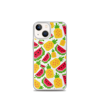 Retro Pixel Fruits Clear iPhone Case for iPhone 15-11 All Sizes