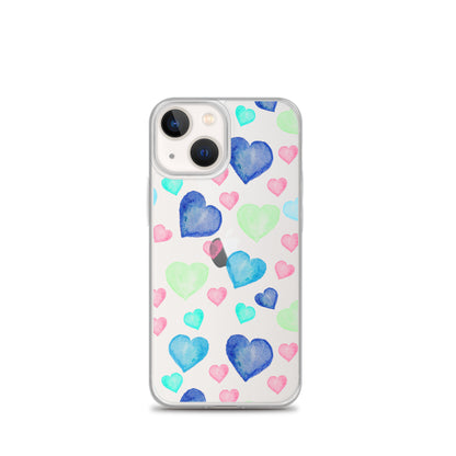 Colorful Hearts Clear iPhone Case - iPhone 15-11 All Sizes