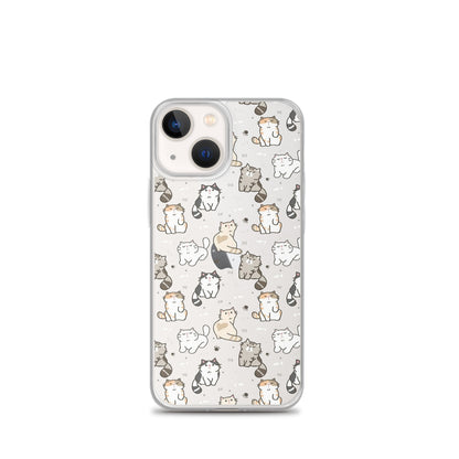 Cute Cartoon Cat Clear iPhone Case - iPhone 15-11 All Sizes