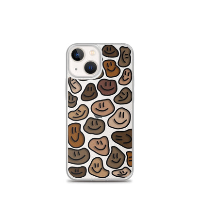 Brown Smiley Faces Clear iPhone Case - iPhone 15-11 All Sizes