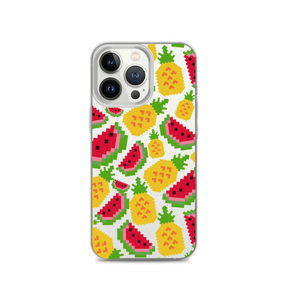 Retro Pixel Fruits Clear iPhone Case for iPhone 15-11 All Sizes