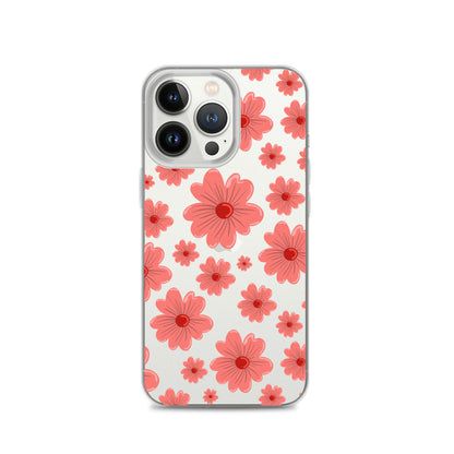 Pink Flower Clear iPhone Case - iPhone 15-11 All Sizes