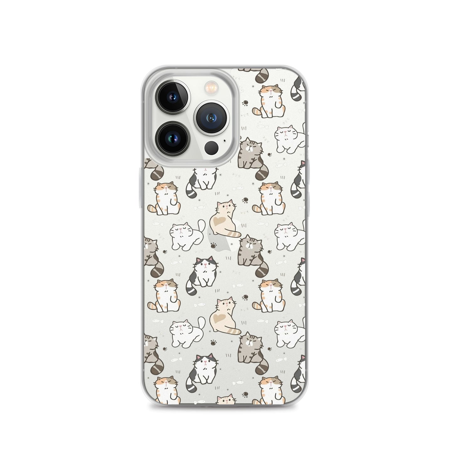 Cute Cartoon Cat Clear iPhone Case - iPhone 15-11 All Sizes