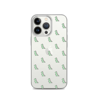 Green Little Dinosaur Clear iPhone Case - iPhone 15-11 All Sizes