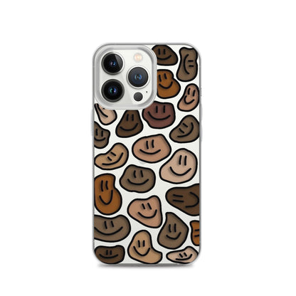 Brown Smiley Faces Clear iPhone Case - iPhone 15-11 All Sizes