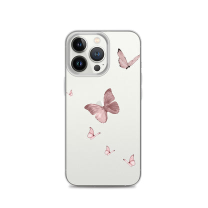 Minimal Pink Butterfly Clear iPhone Case - iPhone 15-11 All Sizes