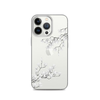 Minimal White Blossoms Clear iPhone Case - iPhone 15-11 All Sizes