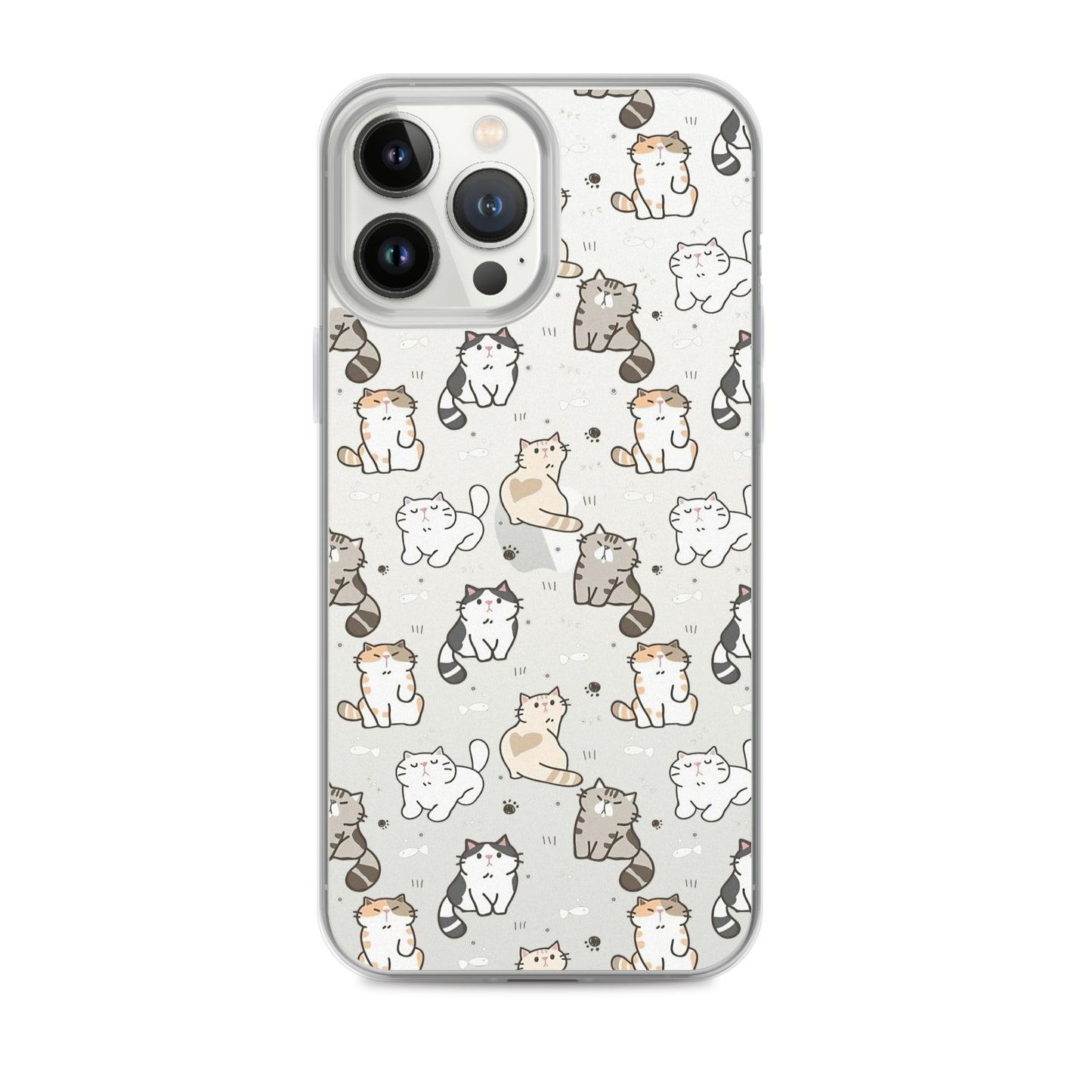 Cute Cartoon Cat Clear iPhone Case - iPhone 15-11 All Sizes