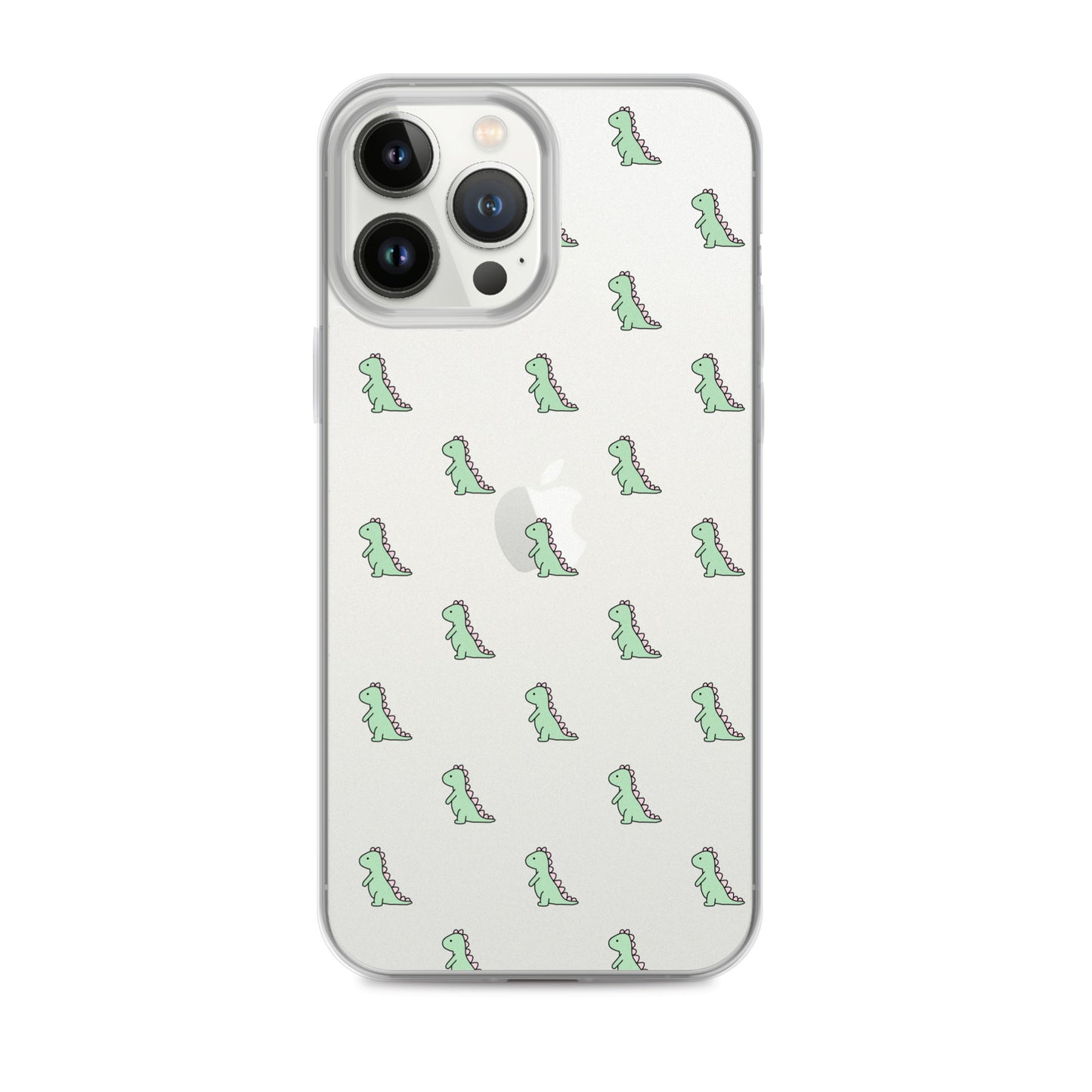 Green Little Dinosaur Clear iPhone Case - iPhone 15-11 All Sizes