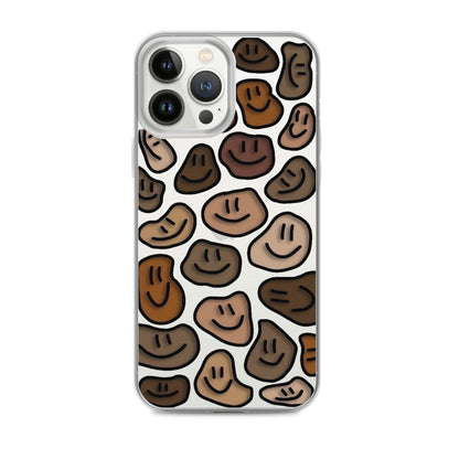 Brown Smiley Faces Clear iPhone Case - iPhone 15-11 All Sizes