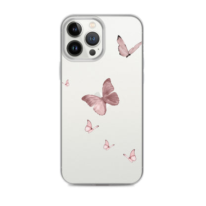 Minimal Pink Butterfly Clear iPhone Case - iPhone 15-11 All Sizes