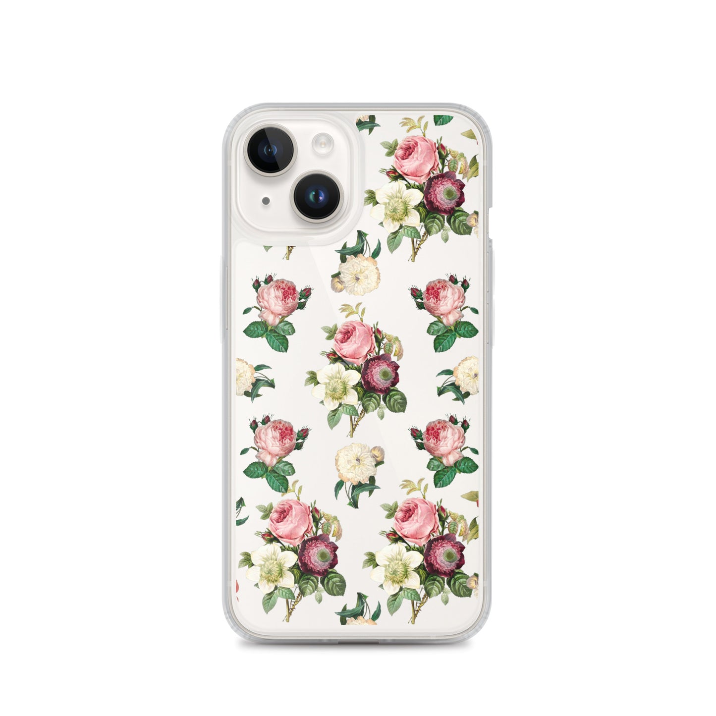 Vintage Flowers Clear iPhone Case - iPhone 15-11 All Sizes