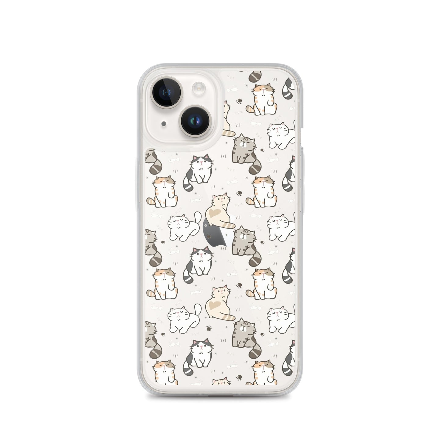 Cute Cartoon Cat Clear iPhone Case - iPhone 15-11 All Sizes