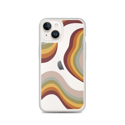 Retro Rainbow Clear iPhone Case - iPhone 15-11 All Sizes