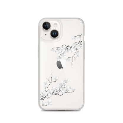 Minimal White Blossoms Clear iPhone Case - iPhone 15-11 All Sizes