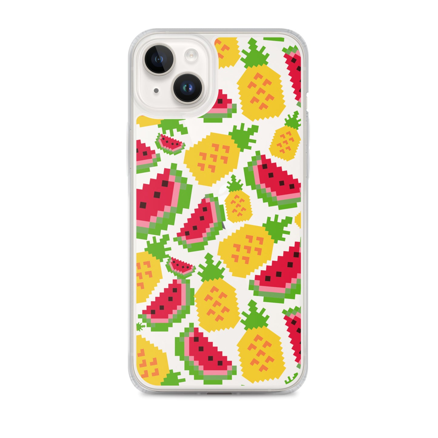 Retro Pixel Fruits Clear iPhone Case for iPhone 15-11 All Sizes